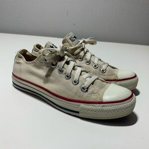 Converse Vintage All Star Shoes Womens 7 Off White Low Top Made in USA 90s
